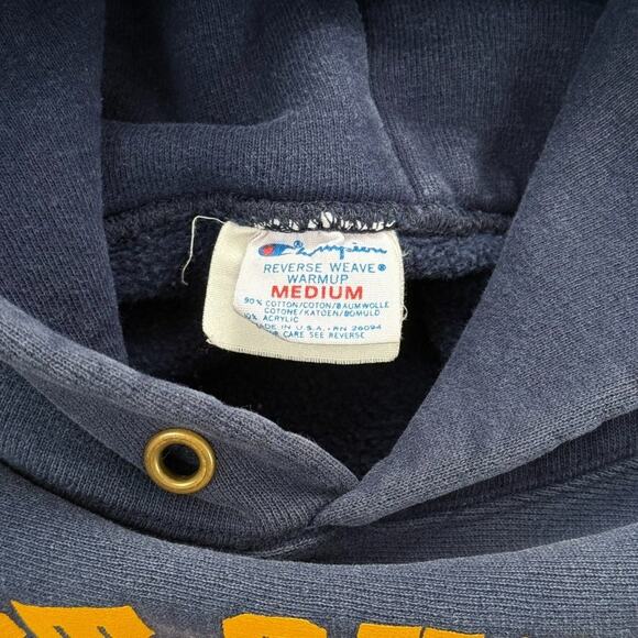 Vintage Champion Reverse Weave West Chester University Blue Hoodie - Picture 8 of 10